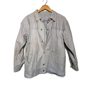 Vintage Jacket Women's Size XL White Blue Railroad Stripe Chore Coat Utility